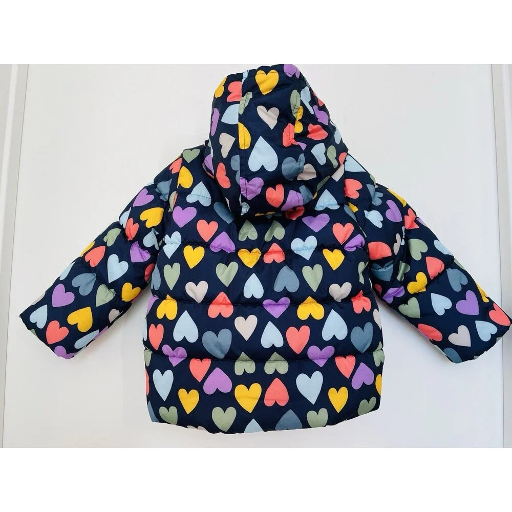 NWOT Carter’s Toddler Girls Heart Print Heavyweight Puffer Jacket Coat Purple 4T